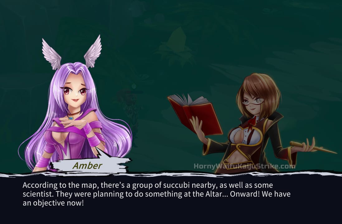 Amber and Dalia in a story cutscene