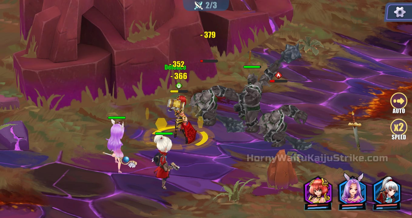 Turn-based battle against golem Kaiju